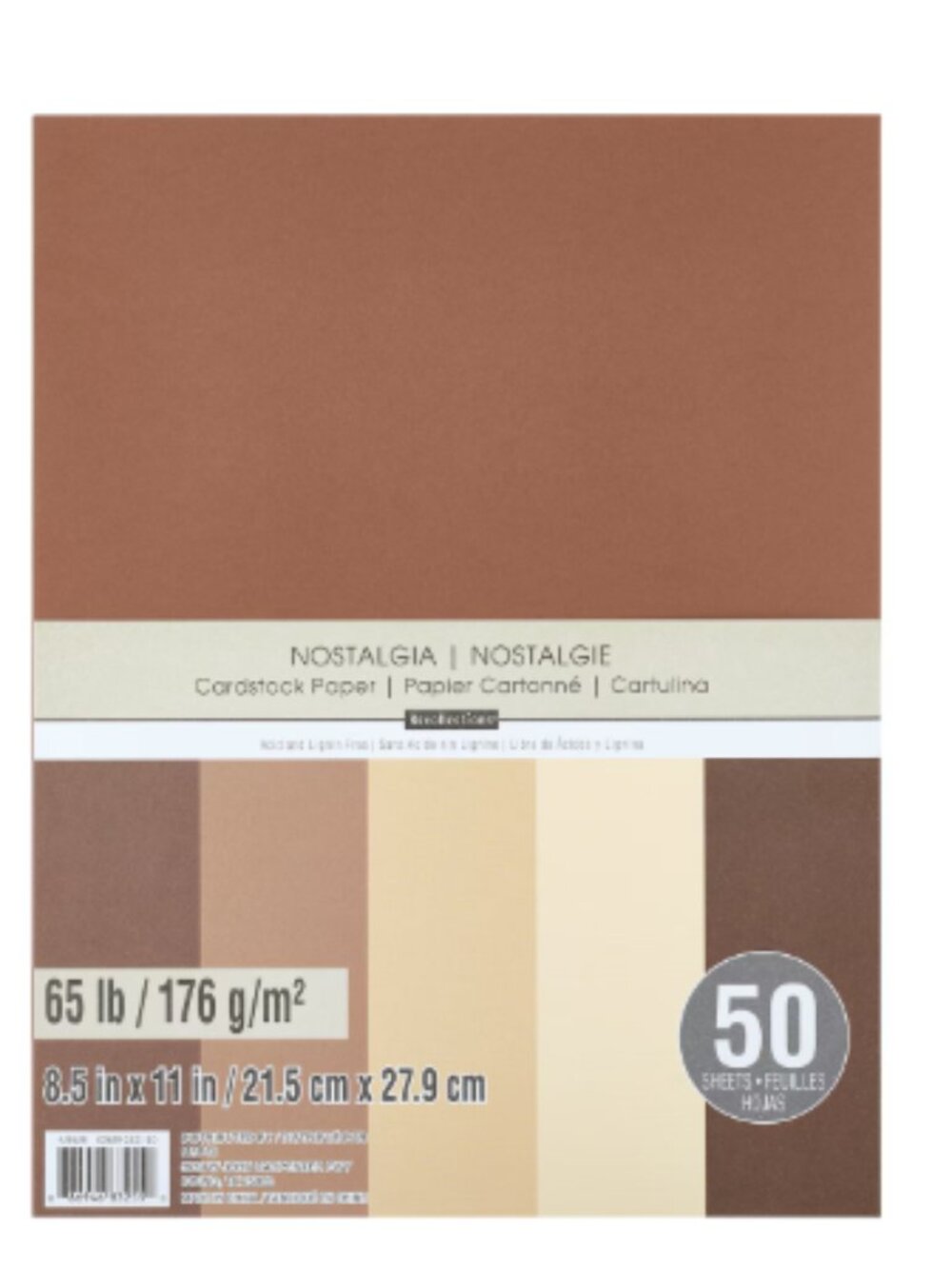 8.5" x 11" 65lb. Cardstock Browns Paper Pack by Recollections 50 Sheets